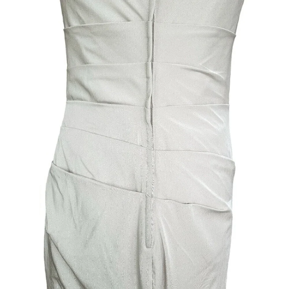 La Femme Off the Shoulder Ruched Satin Trumpet Gown in Champagne Women's Size 8